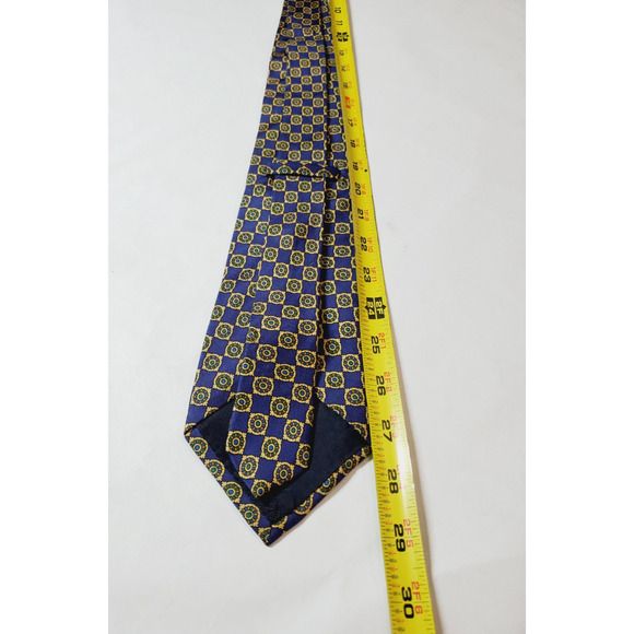 VTG Burberry‎ Designer Pure Silk Tie Blue Print Mens Necktie Luxury Burberry's - Picture 4 of 6